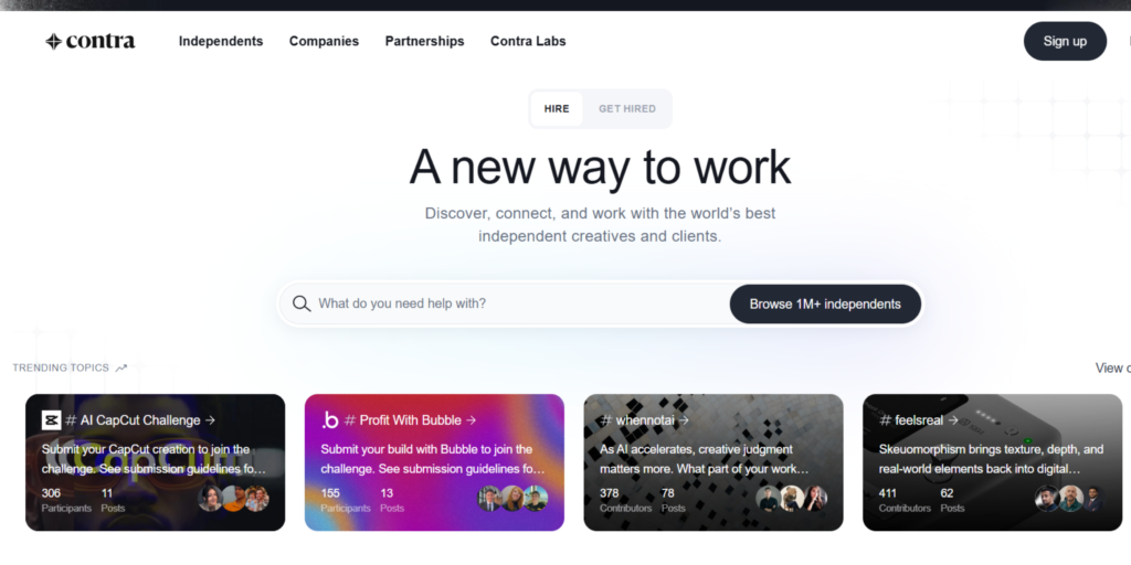 Contra best freelance website in 2026 for gen z