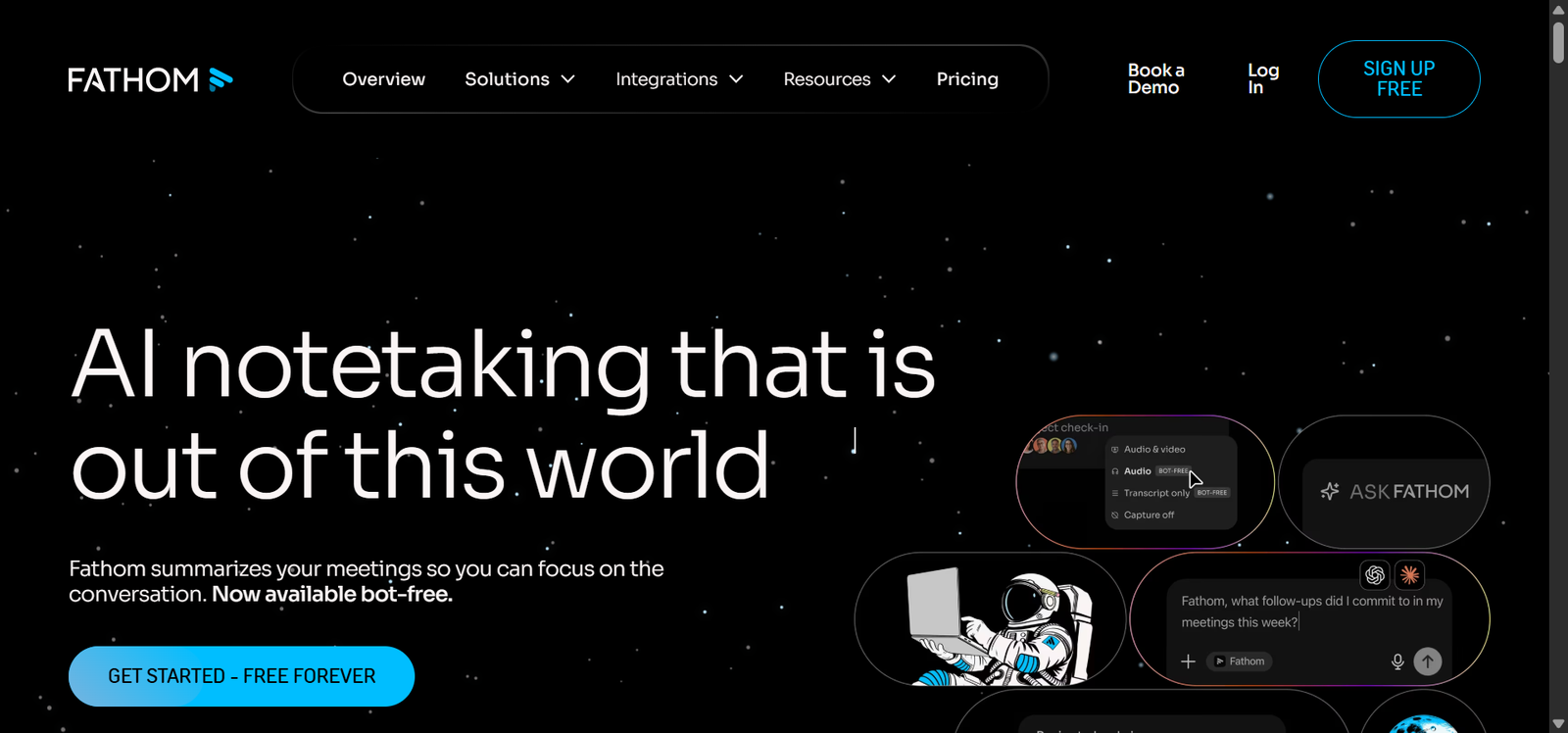 Fathom AI meeting assistant interface