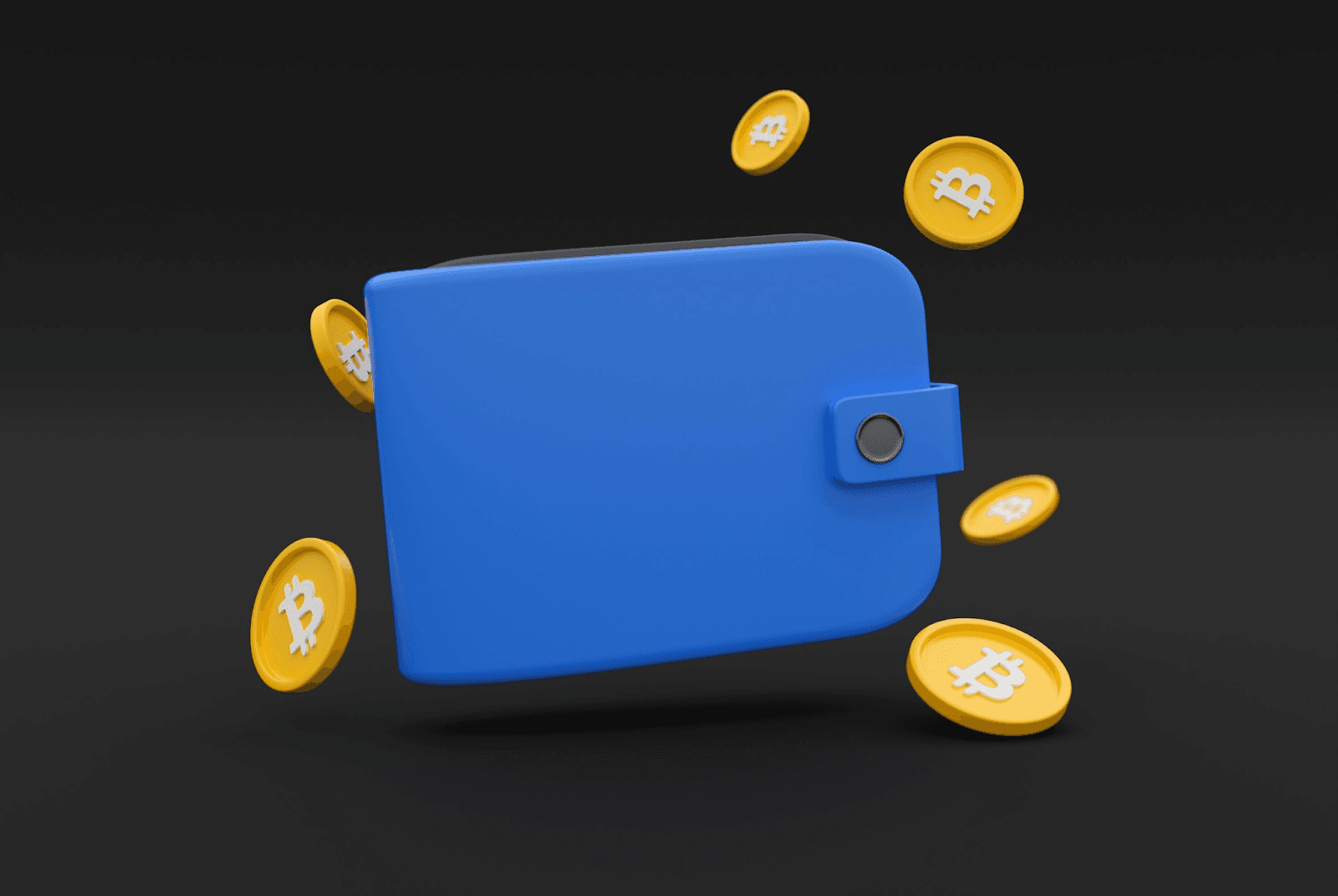 Showcasing an animated crypto wallet and bitcoins