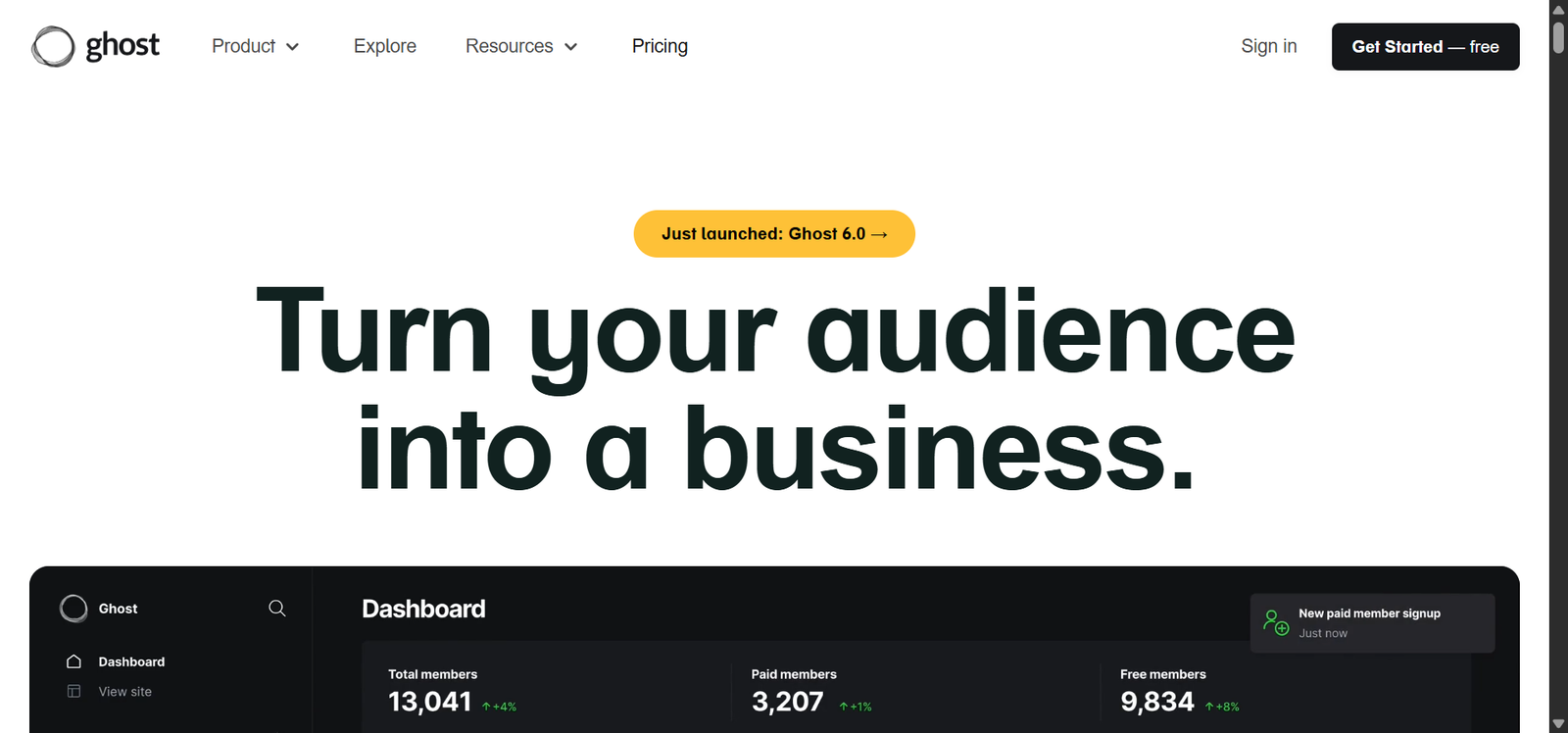 Ghost blogging and publishing platform