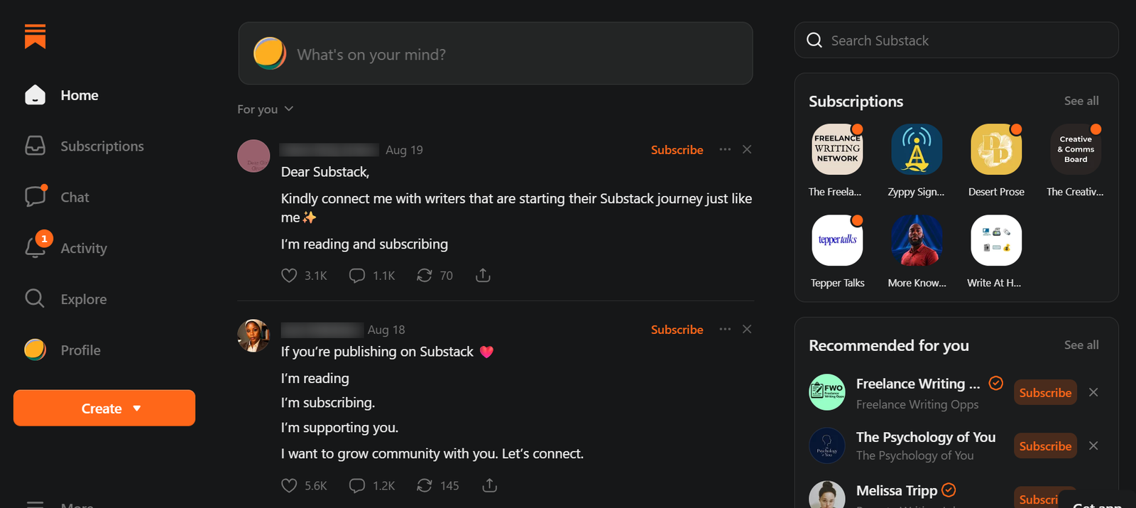 Substack blogging and newsletter platform