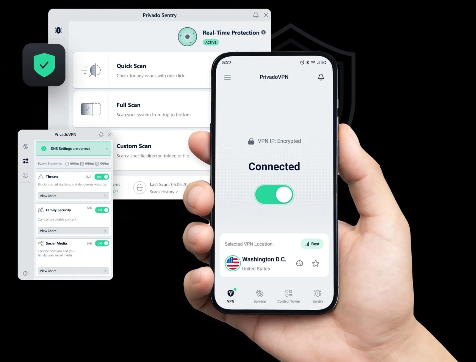 PrivadoVPN free VPN interface