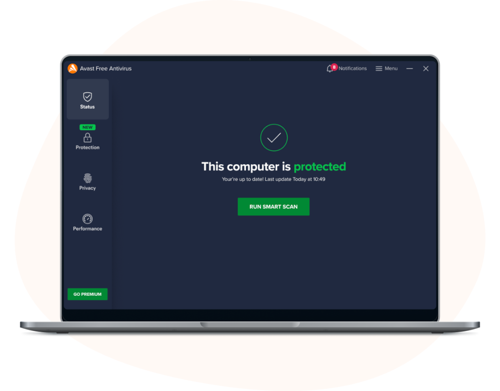software to protect devices from viruses (Avast One)