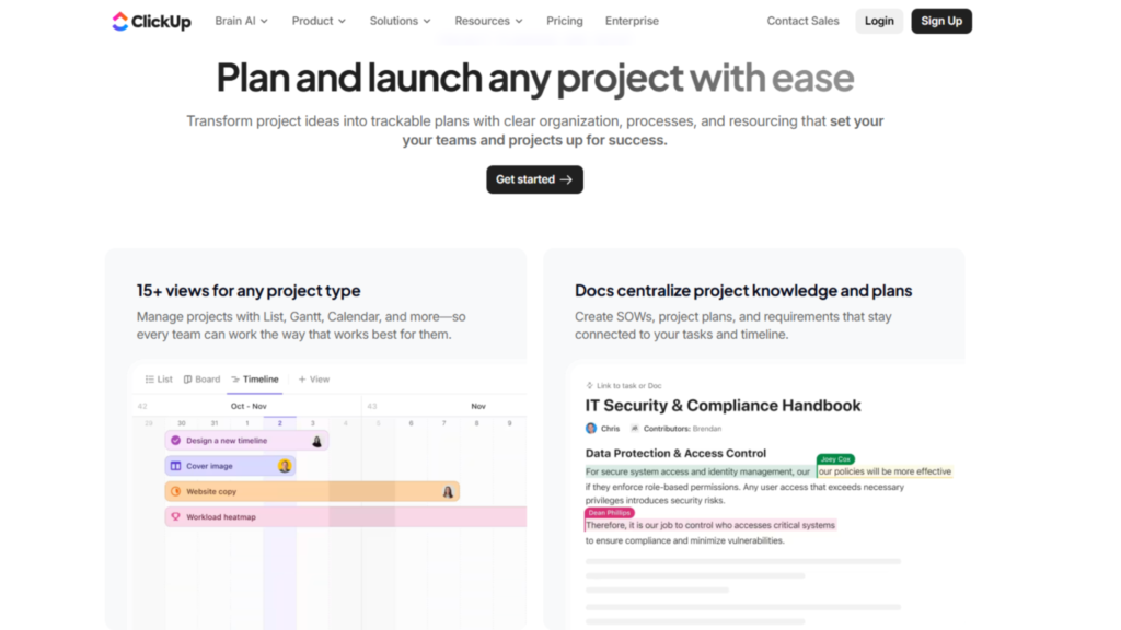 ClickUp plan and launch every project with ease 