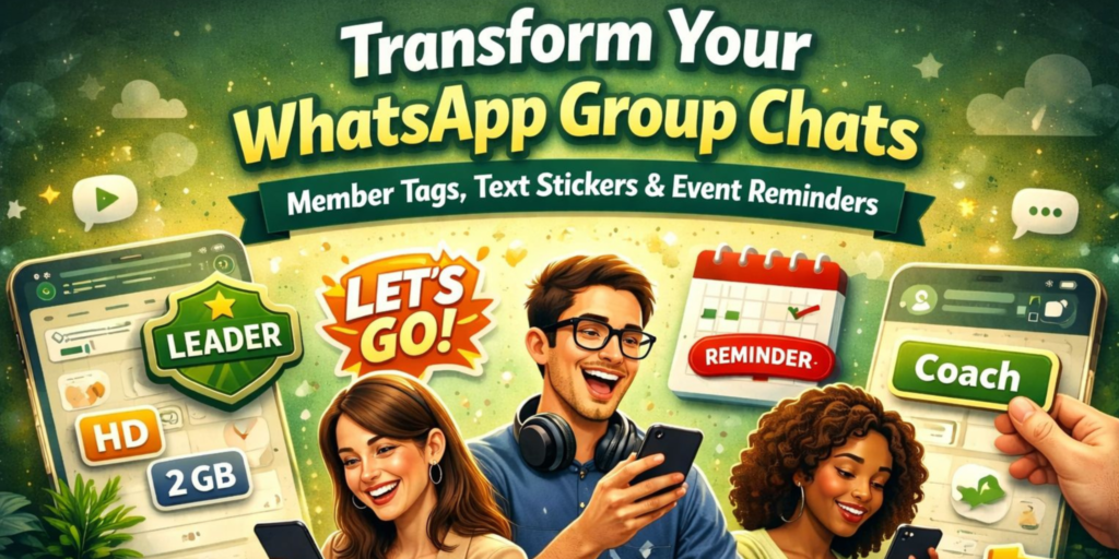 Transform Your WhatsApp Group Chats with Member Tags, Text Stickers, Event Reminders & Smart Collaboration Tools