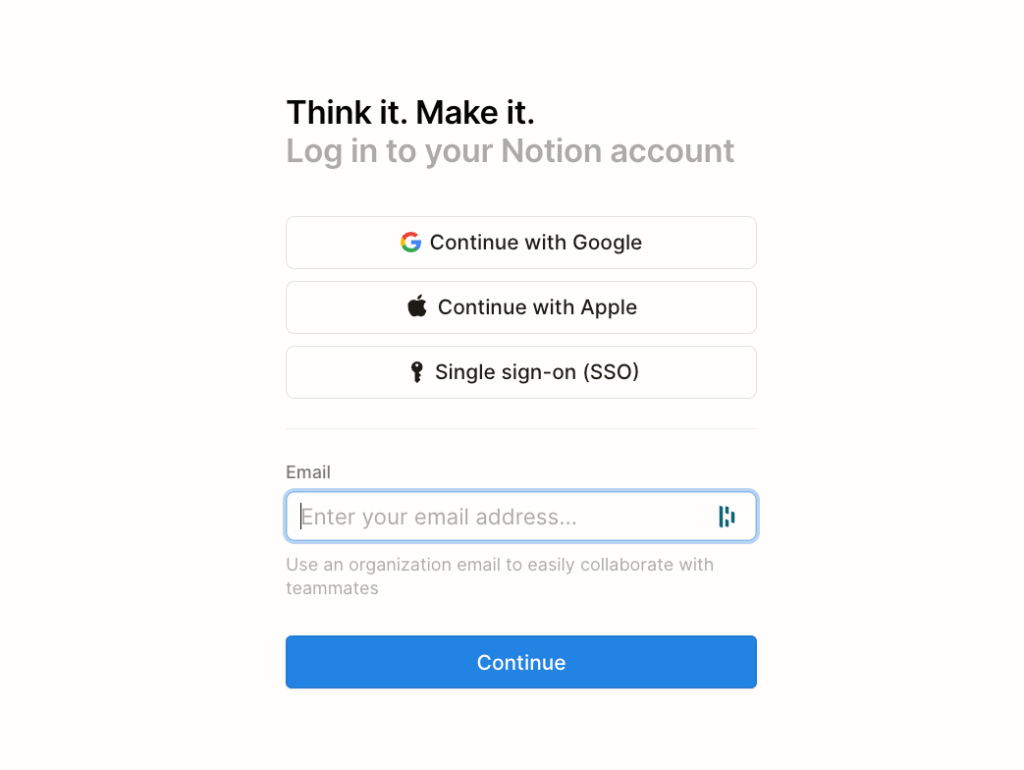 log into your notion account 