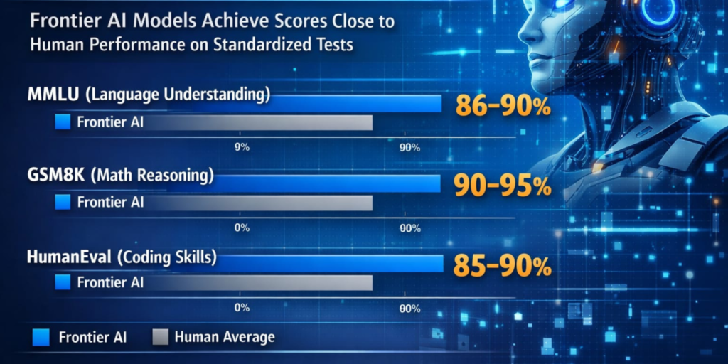 Frontier AI Achieve scores closer to human performance 