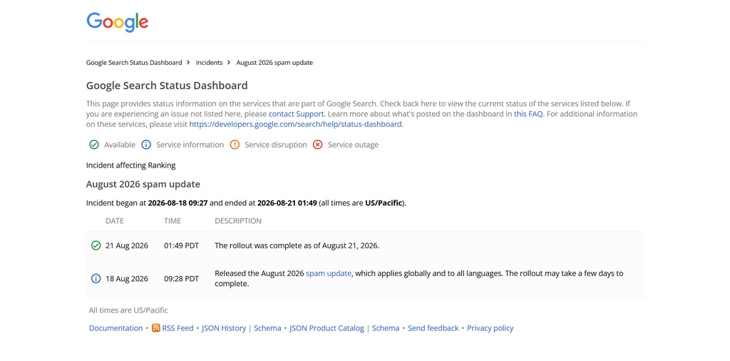Google spam update documentation