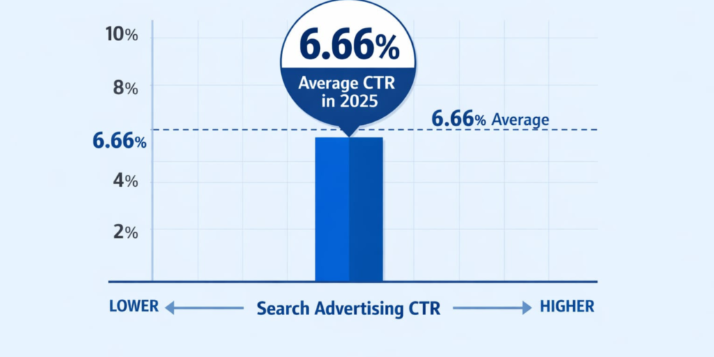 Shows Average CTR for search advertising 