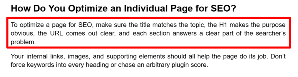 Answering H1s directly