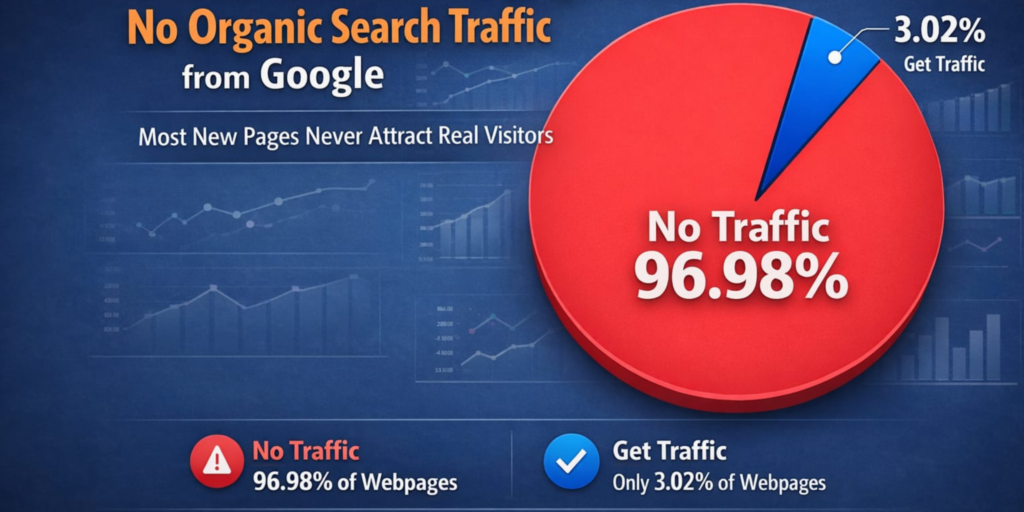 96.98% of webpages get no organic search traffic from Google