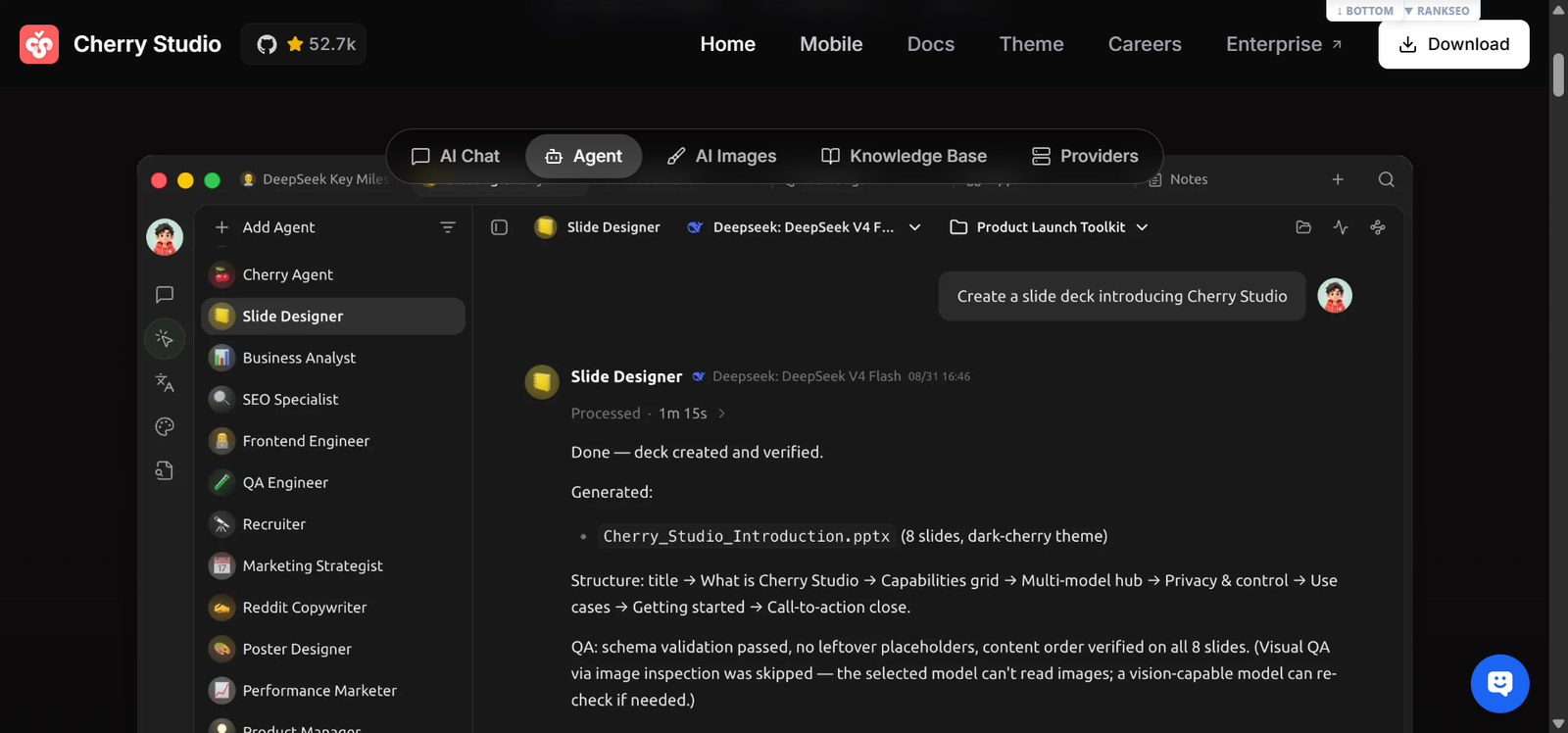 Cherry Studio multi-model AI assistant interface