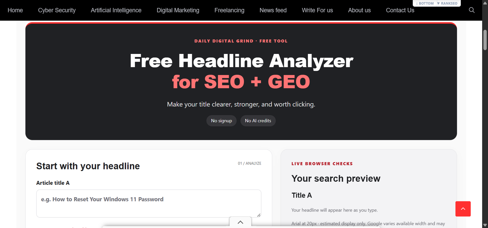 DDG Free Headline Analyzer