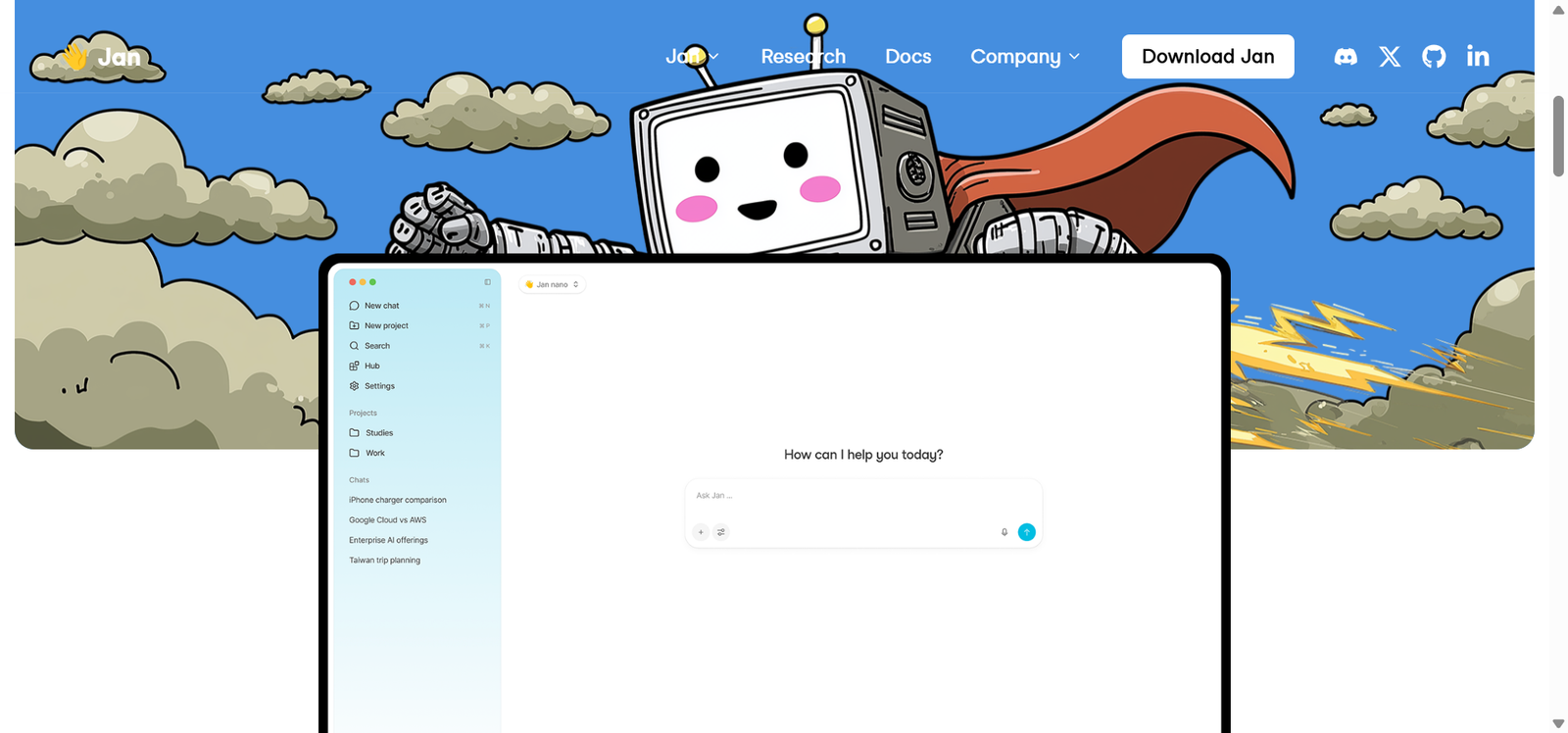 Jan AI open-source local AI assistant