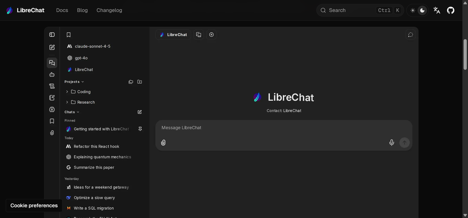 LibreChat open-source multi-model AI interface